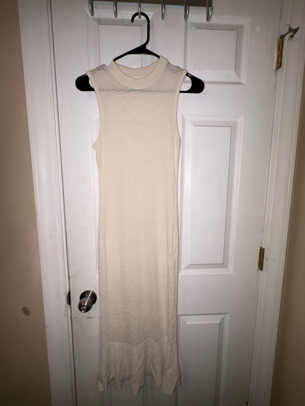Open Edit Sleeveless Mesh Sweater Midi/Maxi Dress Cream Size Small